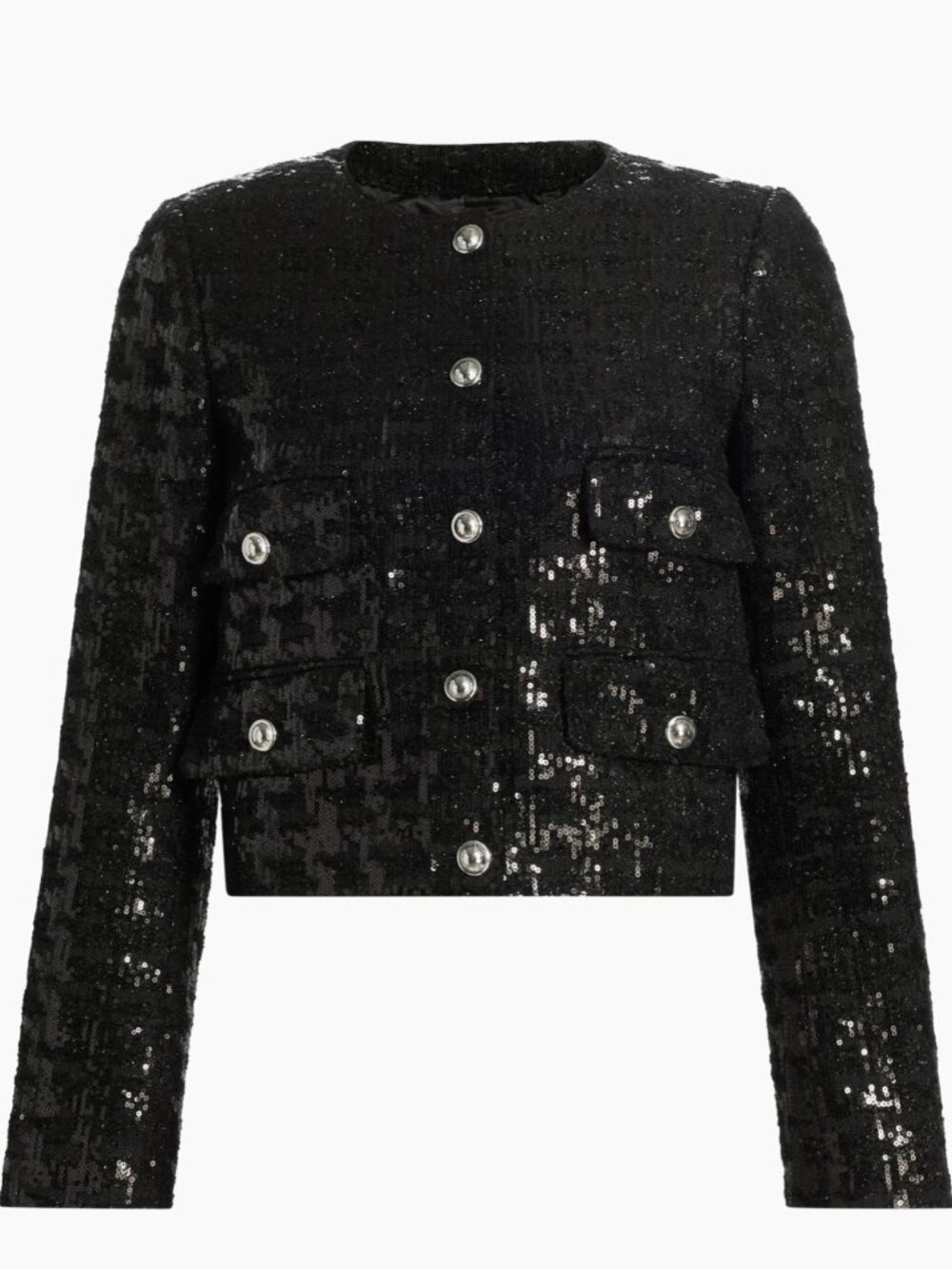 MICHAEL Michael Kors NWT lined Black Sequin Tweed Cropped Jacket Size 2
